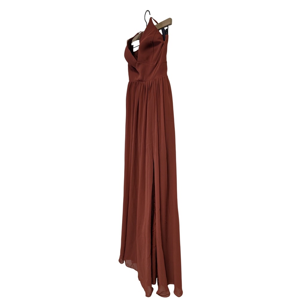 Azazie Aaida A-Line Corset Chiffon Dress‎ Floor Length Bridesmaid Paprika Size 2 - Picture 4 of 13